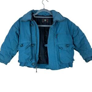 Vintage High Sierra by Mervyn’s Kids  7 Teal Blue Retro Ski Gorp Puffer Coat Y2K